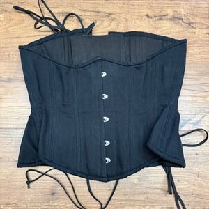 Alter Ego Clothing Womens 30 Steel Boned Corset Top Black Lace Up Waist Trainer